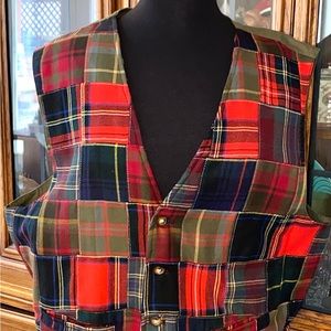 Rare Orvis Men’s Scottish Plaid Wool Patchwork Vest Sz XL EUC